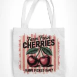 Farm Cherries | Fresh Fruits série, praktická bavlněná nákupní taška s potiskem