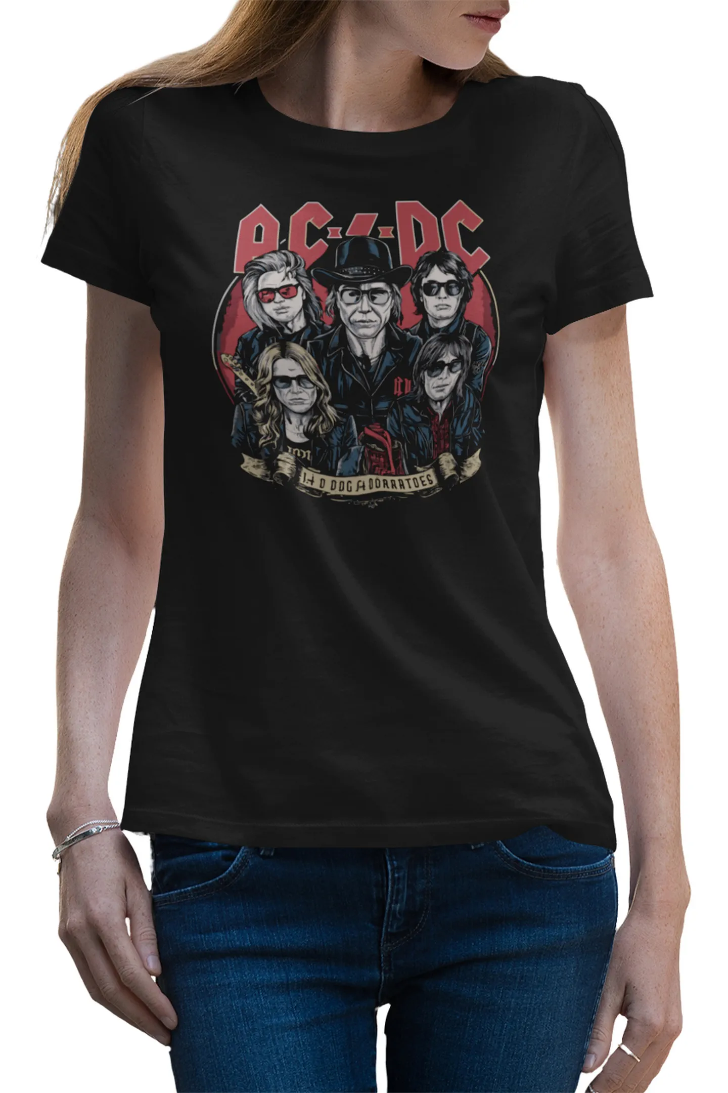 AC-DC #1 shirt womens BK mockup 1_resize AC/DC #1 | dámské bavlněné tričko - Obrázek 1