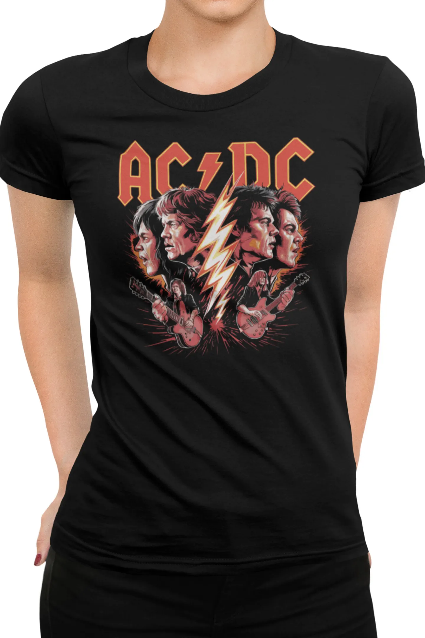 AC-DC #3 shirt womens BK mockup 1_resize AC/DC #3 | dámské bavlněné tričko - Obrázek 1