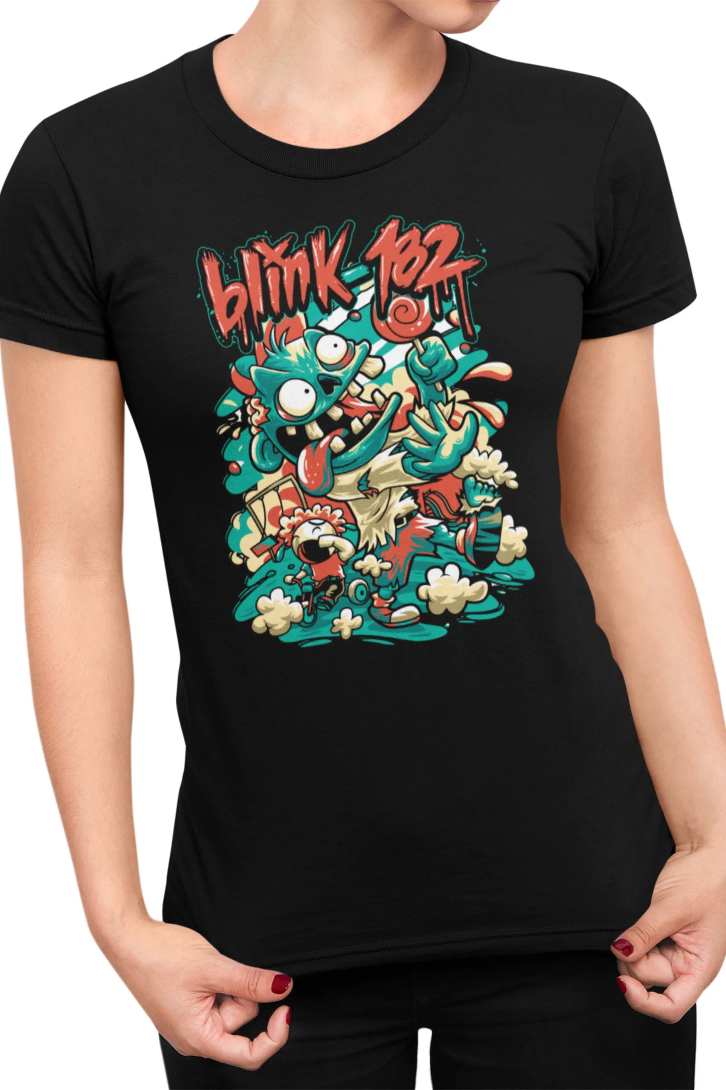 Blink 182 #1 shirt womens BK mockup 1_resize Blink-182 #1 | dámské bavlněné tričko - Obrázek 1